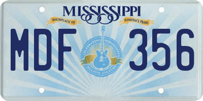 MS license plate MDF356