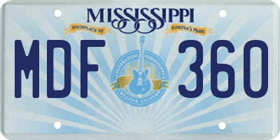 MS license plate MDF360