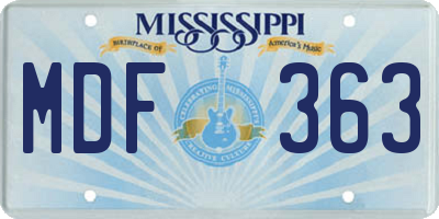 MS license plate MDF363