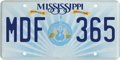 MS license plate MDF365