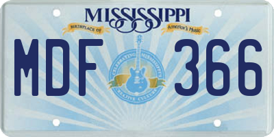 MS license plate MDF366