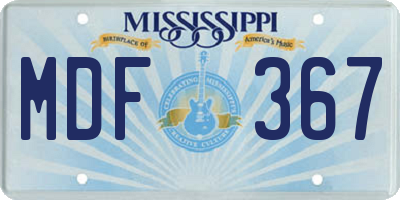 MS license plate MDF367