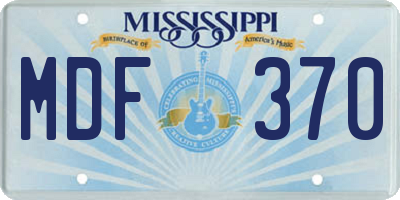 MS license plate MDF370
