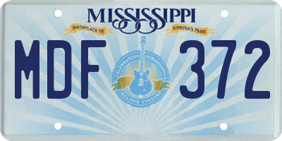 MS license plate MDF372