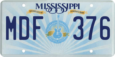 MS license plate MDF376