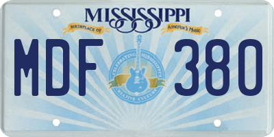 MS license plate MDF380
