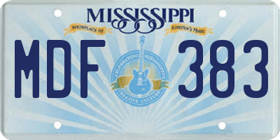 MS license plate MDF383