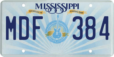 MS license plate MDF384