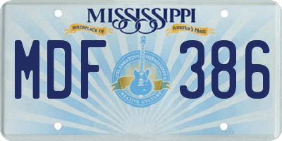 MS license plate MDF386
