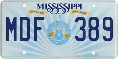 MS license plate MDF389