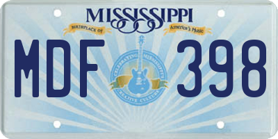 MS license plate MDF398