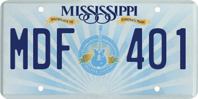 MS license plate MDF401