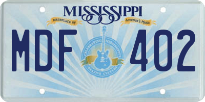 MS license plate MDF402