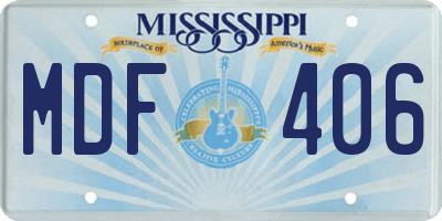MS license plate MDF406