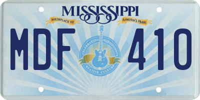 MS license plate MDF410
