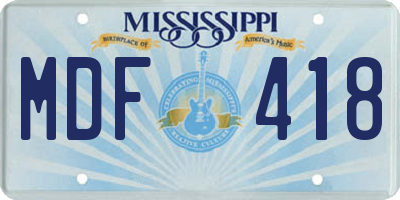 MS license plate MDF418