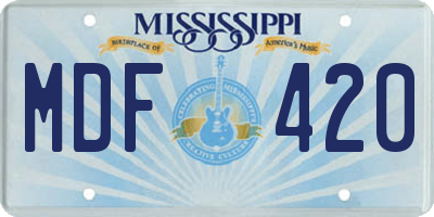 MS license plate MDF420