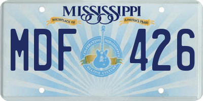 MS license plate MDF426