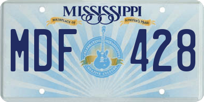 MS license plate MDF428