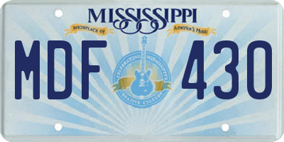 MS license plate MDF430
