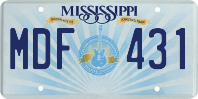 MS license plate MDF431