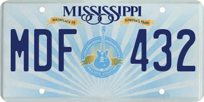 MS license plate MDF432