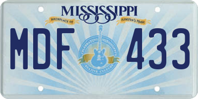 MS license plate MDF433