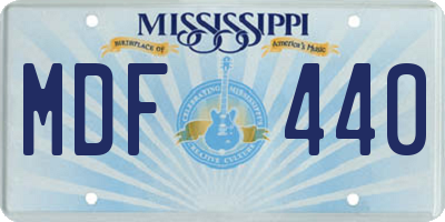 MS license plate MDF440