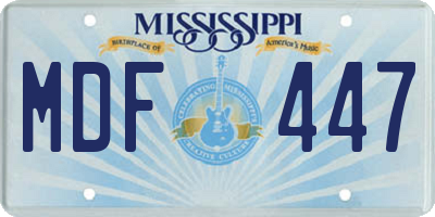 MS license plate MDF447