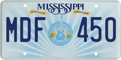 MS license plate MDF450