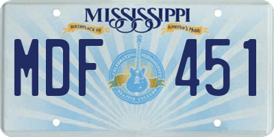 MS license plate MDF451