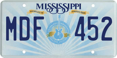 MS license plate MDF452