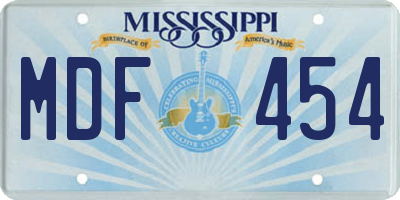 MS license plate MDF454