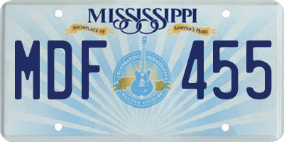 MS license plate MDF455