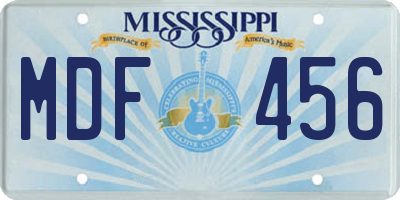 MS license plate MDF456