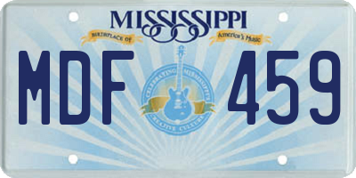 MS license plate MDF459