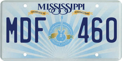 MS license plate MDF460