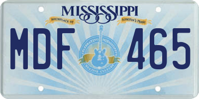 MS license plate MDF465