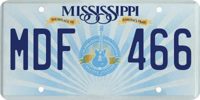 MS license plate MDF466