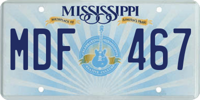 MS license plate MDF467