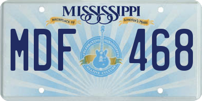 MS license plate MDF468