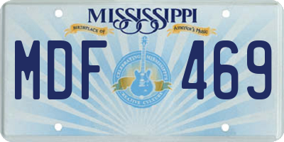 MS license plate MDF469