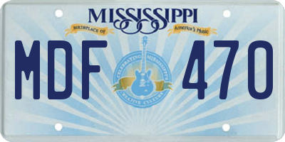 MS license plate MDF470