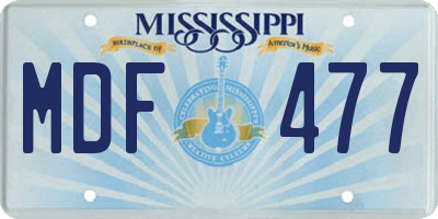 MS license plate MDF477