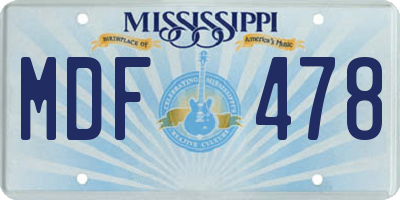 MS license plate MDF478