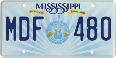 MS license plate MDF480