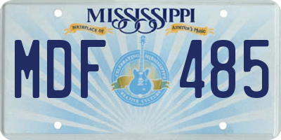 MS license plate MDF485