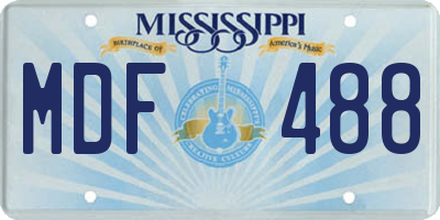 MS license plate MDF488