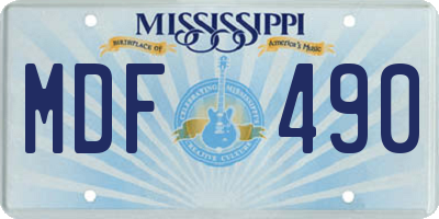 MS license plate MDF490