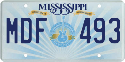 MS license plate MDF493
